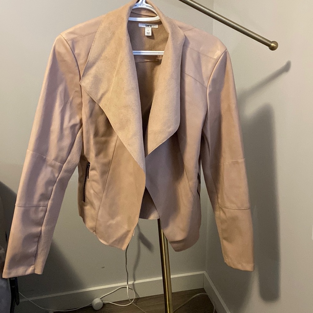 Bar lll Faux-Leather flyaway jacket